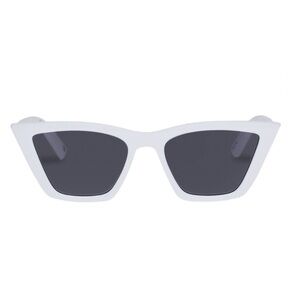 Le Specs White Cat Eye Sunglasses with Black Lenses